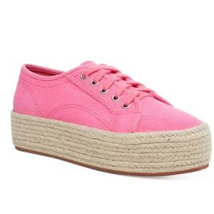 WILD PAIR Pink Espadrille Sofeya Round Toe Platform Lace-Up Sneaker 6.5